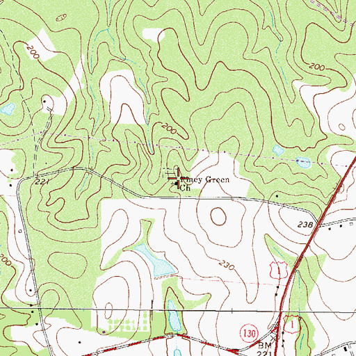 Topographic Map of Piney Green Church, GA
