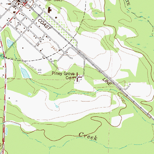 Topographic Map of Piney Grove Cemetery, GA