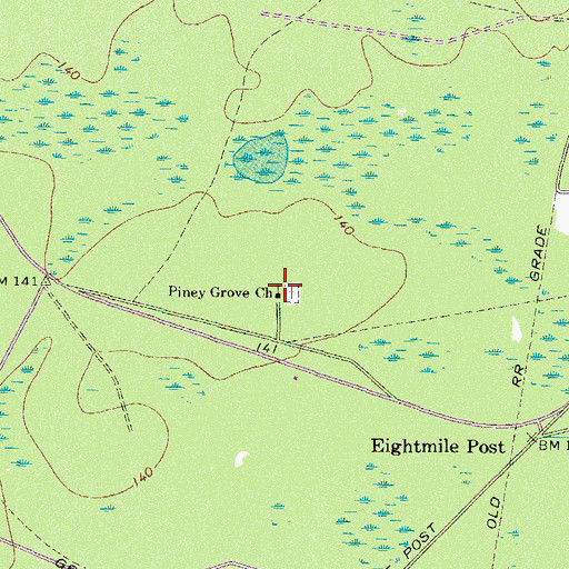Topographic Map of Piney Grove Church, GA