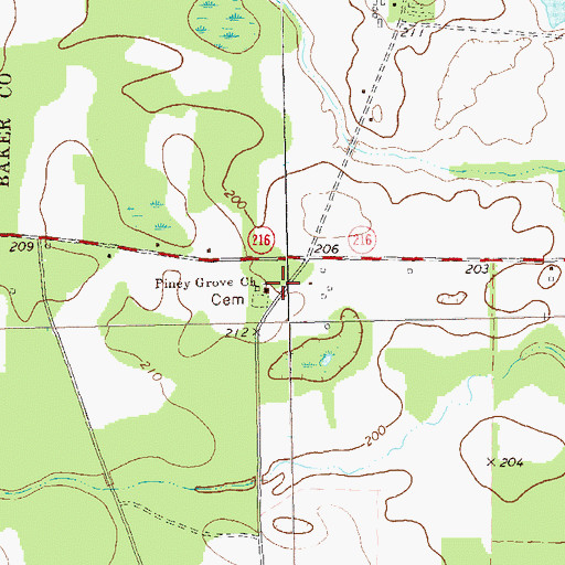 Topographic Map of Piney Grove Church, GA