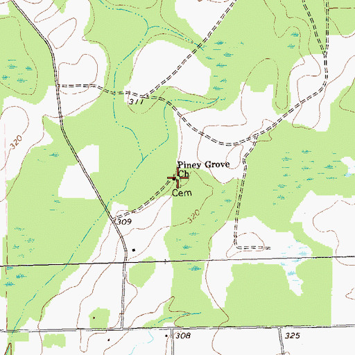 Topographic Map of Piney Grove Church, GA