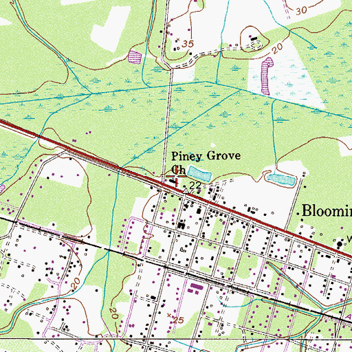 Topographic Map of Piney Grove Church, GA