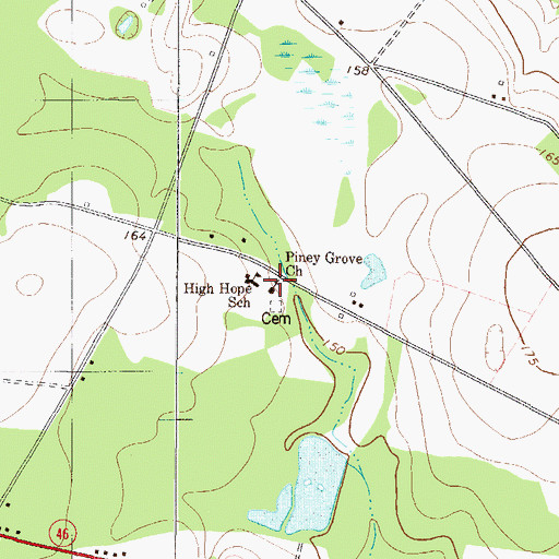 Topographic Map of Piney Grove Church, GA