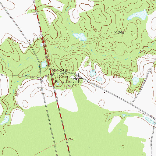 Topographic Map of Piney Grove Church, GA