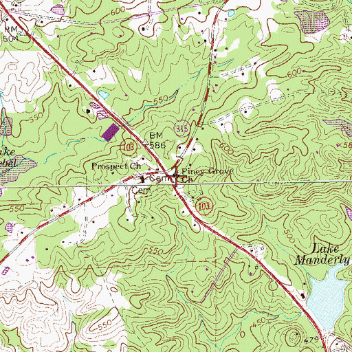Topographic Map of Piney Grove Church, GA