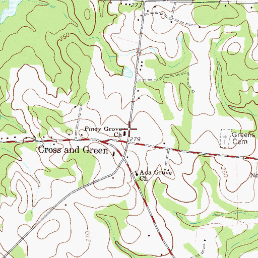 Topographic Map of Piney Grove Church, GA