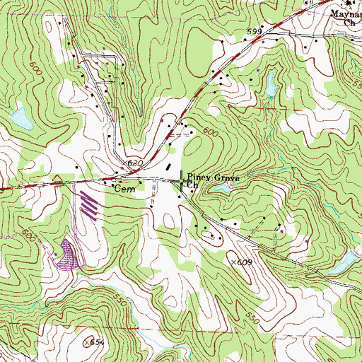 Topographic Map of Piney Grove Church, GA
