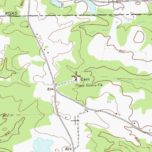 Topographic Map of Piney Grove Church, GA