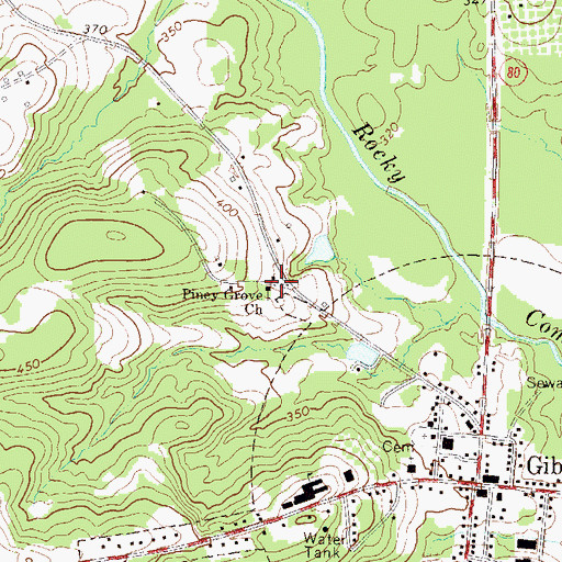 Topographic Map of Piney Grove Church, GA
