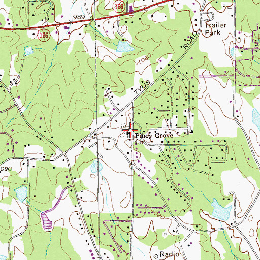 Topographic Map of Piney Grove Church, GA