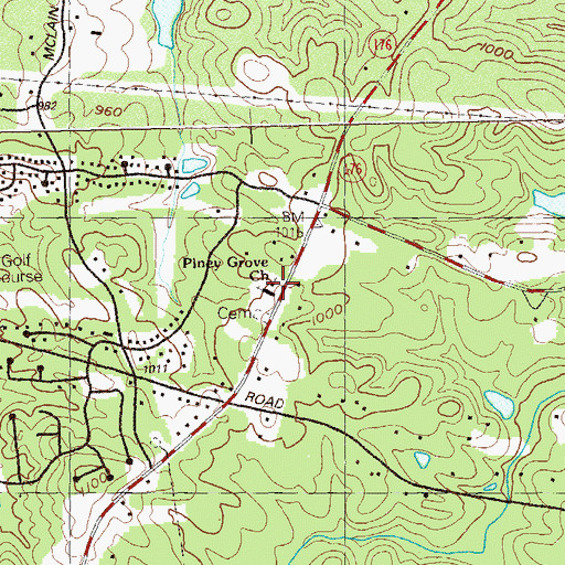 Topographic Map of Piney Grove Baptist Church, GA