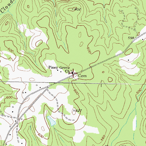 Topographic Map of Piney Grove Church, GA