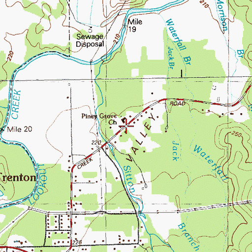 Topographic Map of Piney Grove Baptist Church, GA