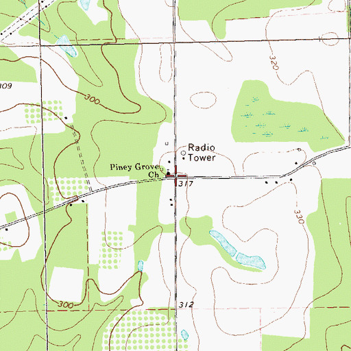 Topographic Map of Piney Grove Church, GA