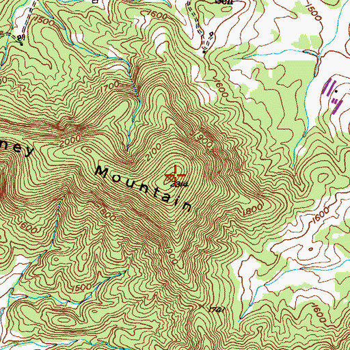 Topographic Map of Piney Mountain, GA