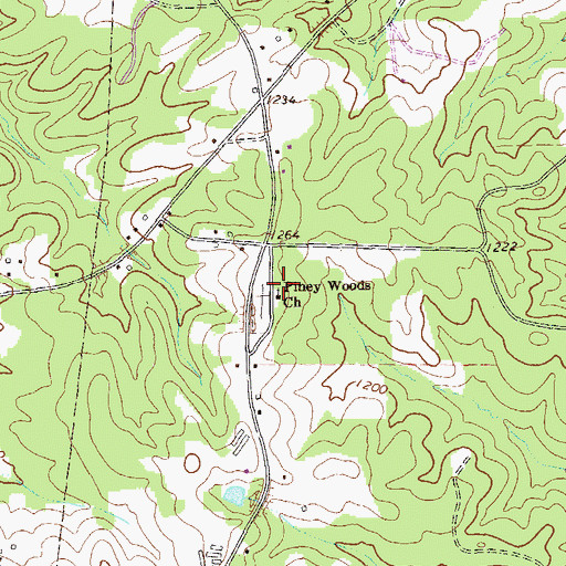 Topographic Map of Piney Woods Church, GA