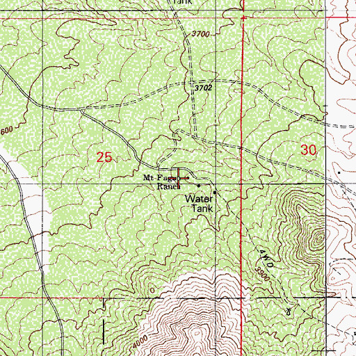 Topographic Map of Mount Fagan Ranch, AZ
