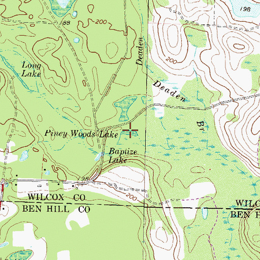 Topographic Map of Piney Woods Lake, GA