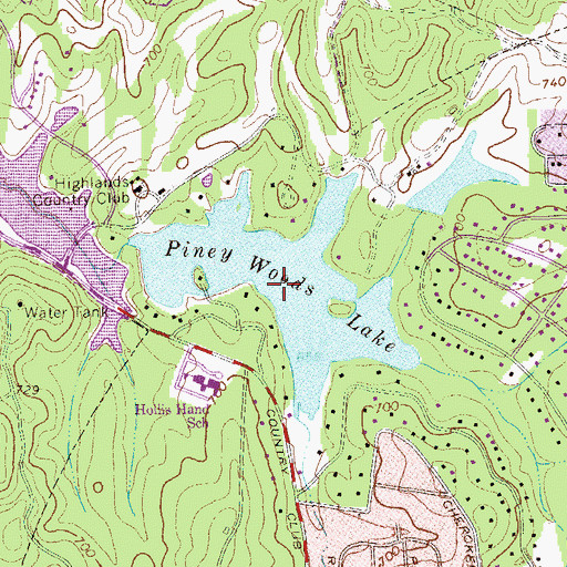 Topographic Map of Piney Woods Lake, GA