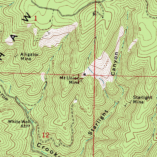 Topographic Map of Mount Union Mine, AZ