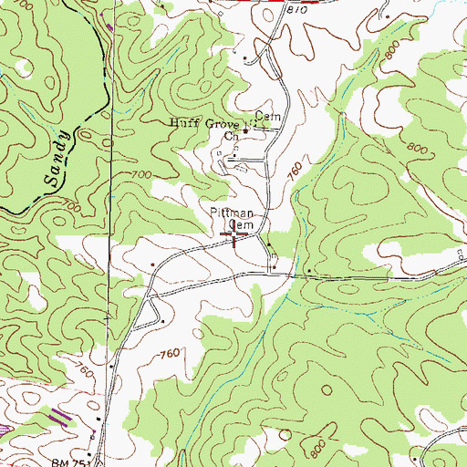 Topographic Map of Pittman Cemetery, GA