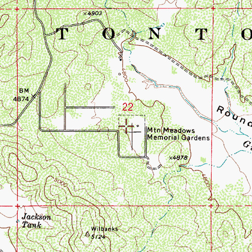 Topographic Map of Mountain Meadows Memorial Park, AZ