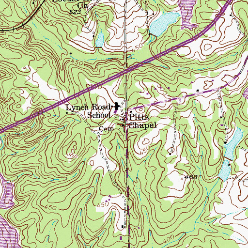 Topographic Map of Pitts Chapel, GA