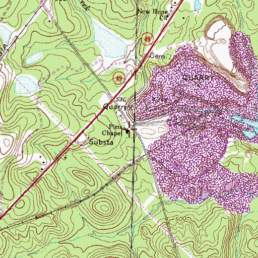 Topographic Map of Pitts Chapel, GA