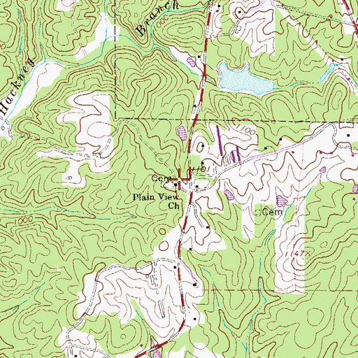 Topographic Map of Plain View Church, GA