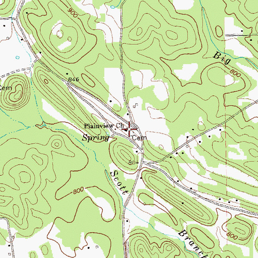 Topographic Map of Plainview Church, GA
