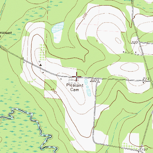Topographic Map of Pleasant Cemetery, GA