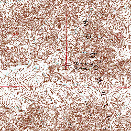 Topographic Map of Mountain Spring, AZ
