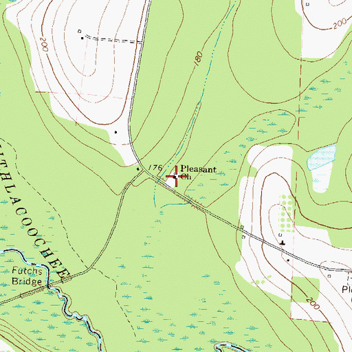 Topographic Map of Pleasant Church, GA