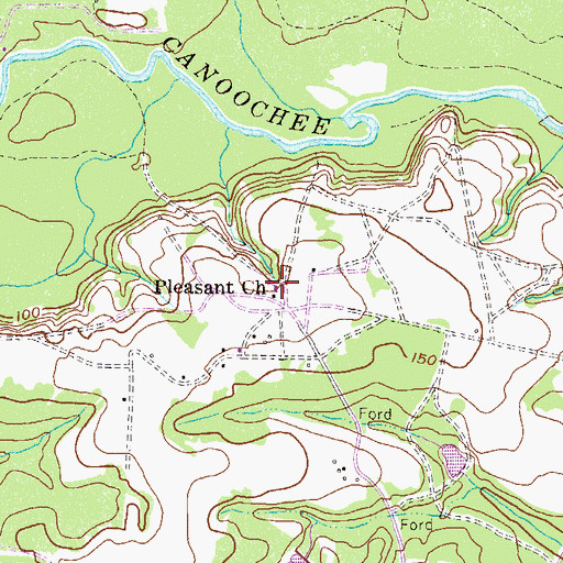 Topographic Map of Pleasant Church, GA