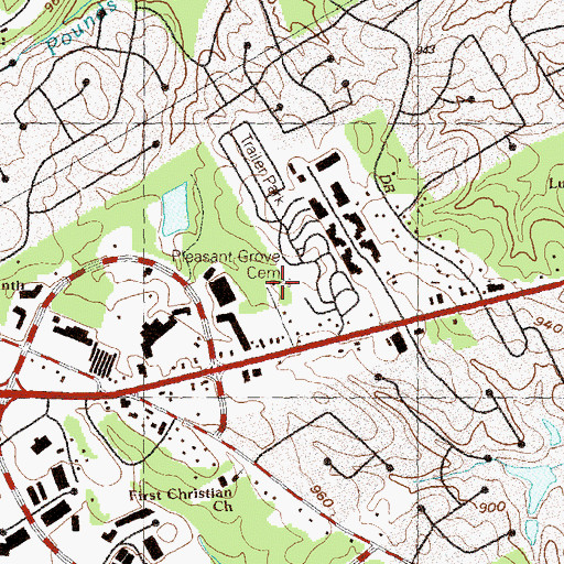 Topographic Map of Pleasant Grove Cemetery, GA