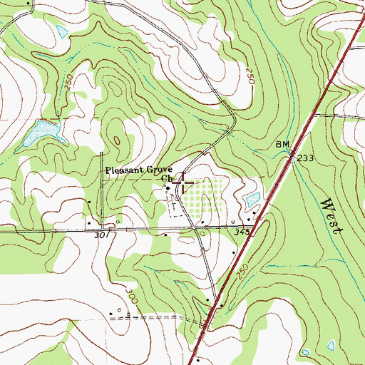 Topographic Map of Pleasant Grove Church, GA