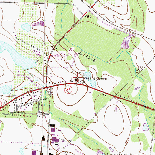 Topographic Map of Pleasant Grove Church, GA
