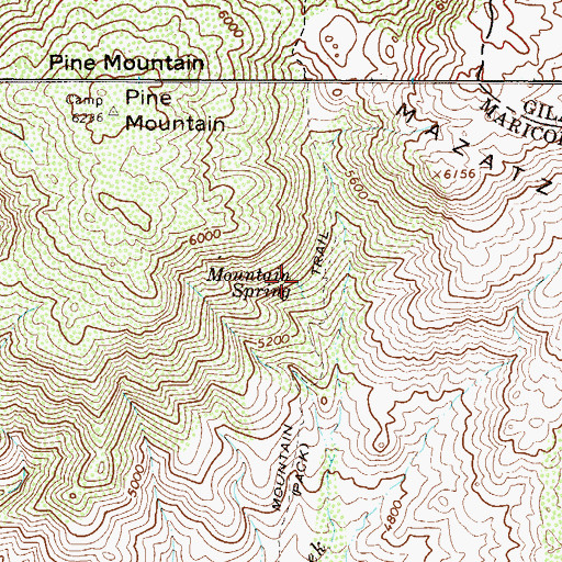 Topographic Map of Mountain Spring, AZ