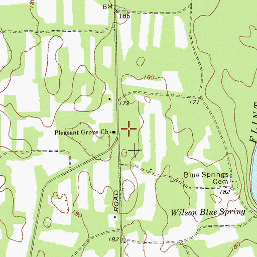 Topographic Map of Pleasant Grove Church, GA