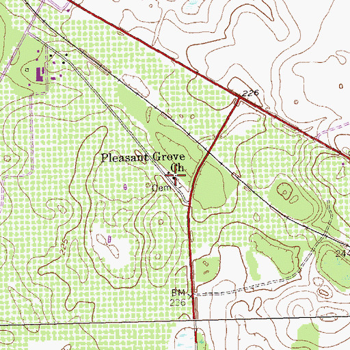 Topographic Map of Pleasant Grove Church, GA