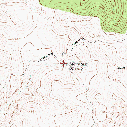 Topographic Map of Mountain Spring, AZ