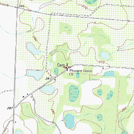 Topographic Map of Pleasant Grove Church, GA