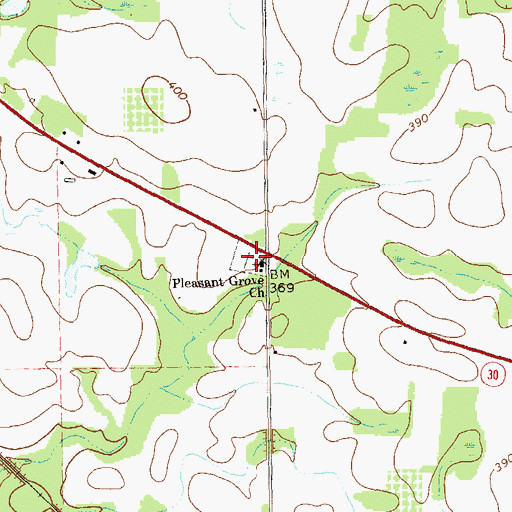 Topographic Map of Pleasant Grove Church, GA