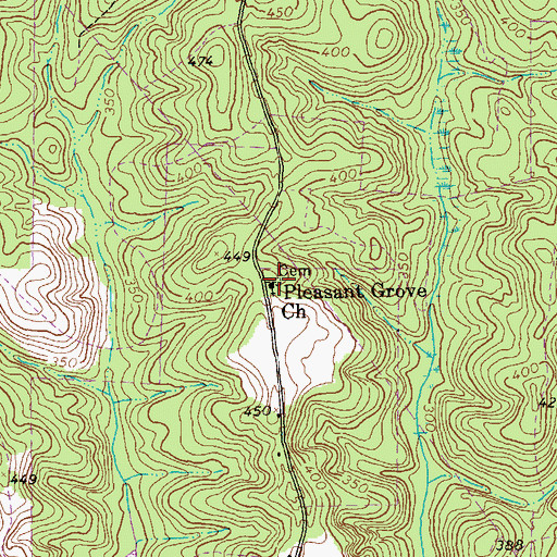 Topographic Map of Pleasant Grove Church, GA