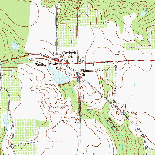 Topographic Map of Pleasant Grove Church, GA