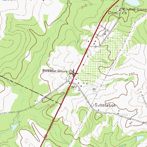 Topographic Map of Pleasant Grove Church, GA