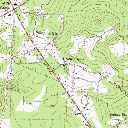 Topographic Map of Pleasant Grove Church, GA