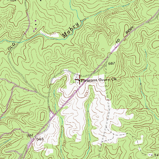 Topographic Map of Pleasant Grove Church, GA