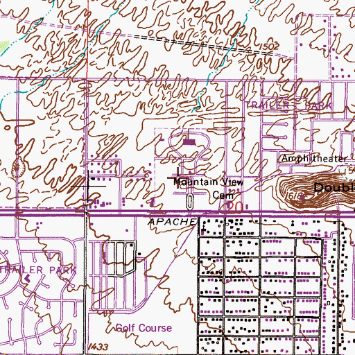 Topographic Map of Mountain View Funeral Home and Cemetery, AZ