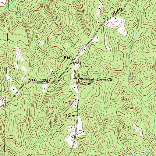 Topographic Map of Pleasant Grove Church, GA